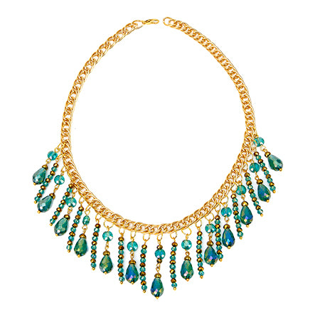 Collar Cristal Pastilla Jade Y Rondeles De Oro