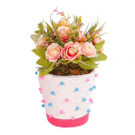 Maceta Con Pom Poms