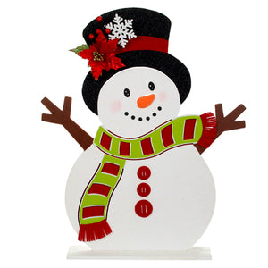 Muñeco De Nieve Con Nochebuena Y Copo