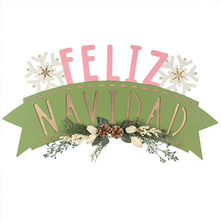 Letrero Feliz Navidad Rosa/Verde