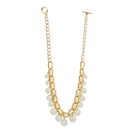 Collar De Cadena Con Perla Marfil