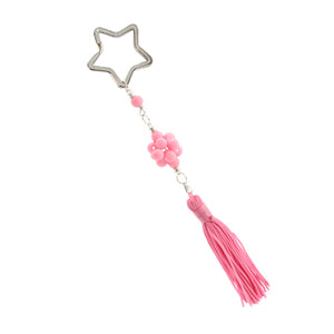 Llavero Estrella Con Borla Rosa