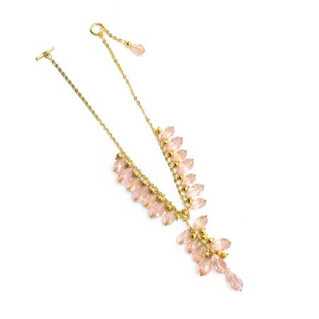 Collar Oro Con Gotas Rosas