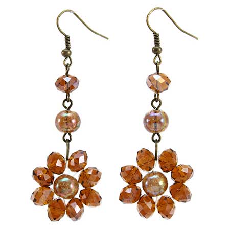 Aretes Con Flor De Cristal Rondel