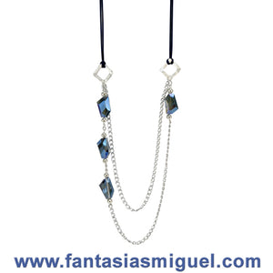 Collar De Cristal Morado Y Cadenas