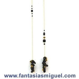 Corbatero Negro-Oro De Cristal
