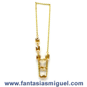 Collar Cadena Oro Y Cristales Miel