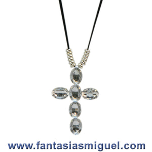 Cruz De Piedra C/ Casquillo Y Gamuza Negra