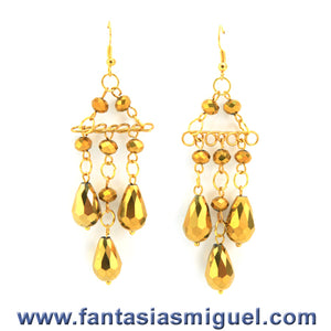 Aretes Oro C/ Gotas Y Rondel