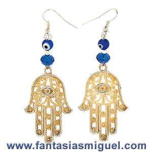 Aretes Mano De La Suerte Y Ojos