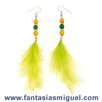 Fantasías Miguel Clave:JO363 Aretes C/ Plumas, Lima