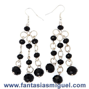 Aretes De Rondel Negro Y Argollas