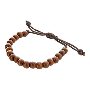 Pulsera De Cordón Con Cuentas De Madera