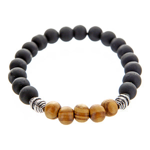 Pulsera Con Cuentas De Caucho Y Madera