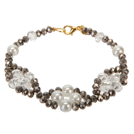 Pulsera Tejida Con Rondel Plata / Oro