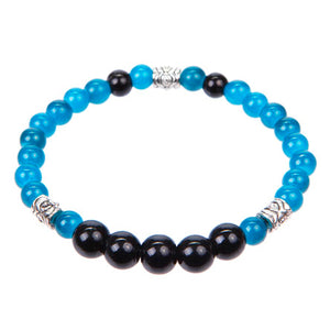 Pulsera Negro-Azul Con Cuentas Fundida