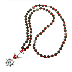 Collar Negro Con Dijes Timón Y Ancla