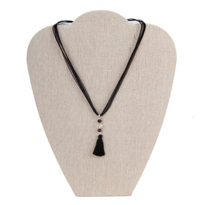 Gargantilla Organza Negro Con Rondeles Y Borla