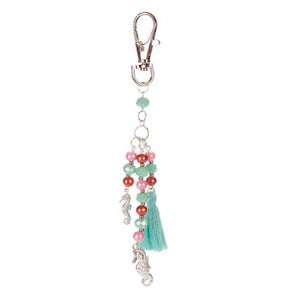 Colgante Para Llavero Con Perlas Destello Y Dijes Caballito De Mar