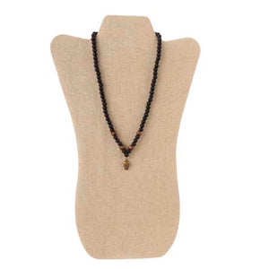 Collar De Cuentas Caucho Negro Con Dije Cráneo