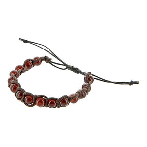 Pulsera Cordón Y Cuenta Café Para Hombre