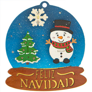 Esfera Muñeco De Nieve Azul