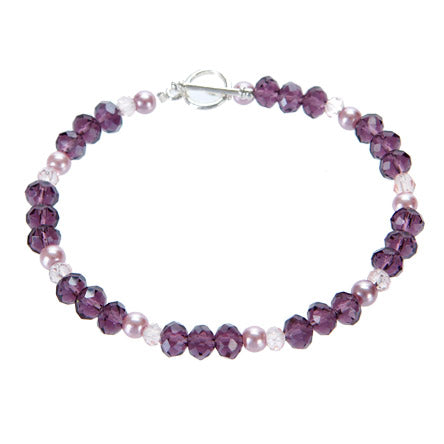 Pulsera De Rondeles Y Perlas Moradas