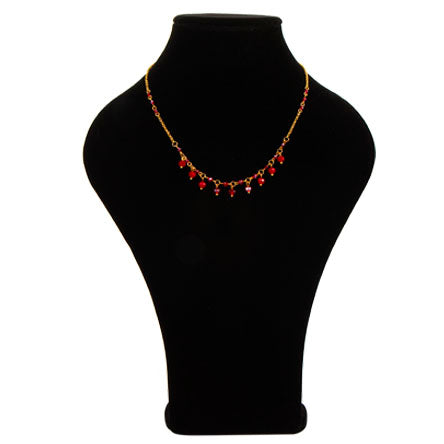 Collar De Cadena Oro Con Rondeles Rojo