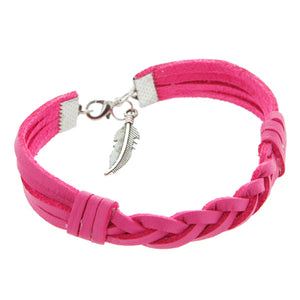 Pulsera Imitación Piel Con Dije De Pluma