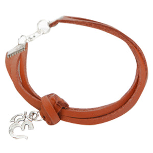 Pulsera Imitación Piel Café Con Dije Om