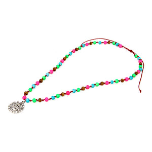 Collar Cuenta Caucho Con Medalla