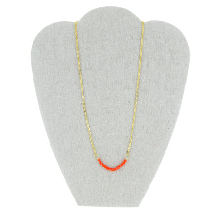 Collar Con Cadena Y Cuenta Naranja
