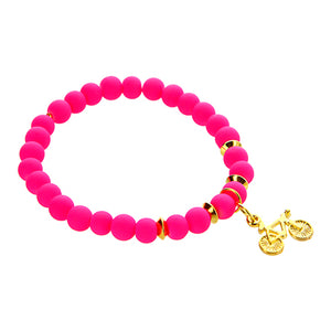 Pulsera Rosa Con Dije De Bicicleta