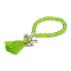 Pulsera Y Borla Verde Con Dijes