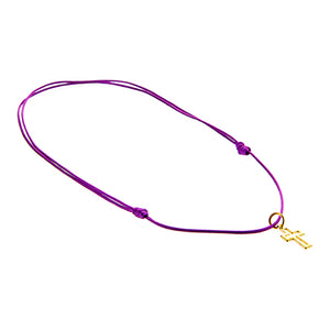 Collar De Cordón Morado Con Cruz