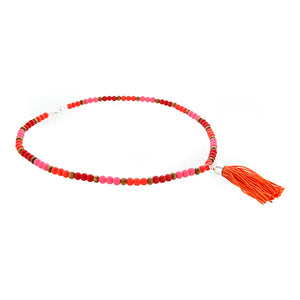 Collar Neón Con Cuenta Caucho Y Borla