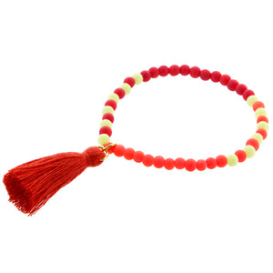 Pulsera Rojo- Amarillo Con Borla