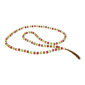 Collar Verdelima-Rojo Con Dije De Pluma
