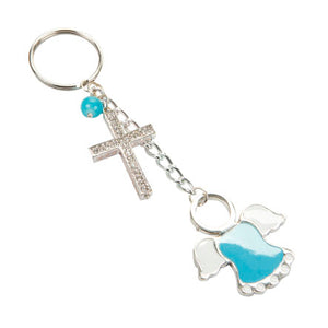 Llavero Cadena Con Dije Ángel Y Cruz