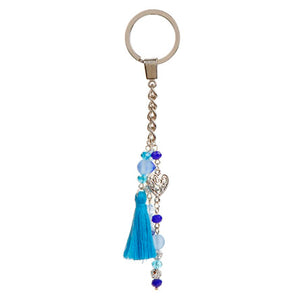 Llavero Con Cadena Y Borla Azul
