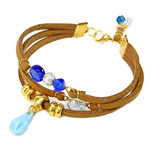 Pulsera De Gamuza Cafe Triple