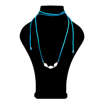 Collar Gamusa Turquesa Con Perla Gota