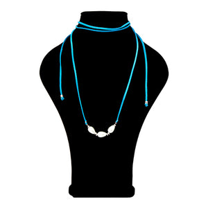 Collar Gamusa Turquesa Con Perla Gota