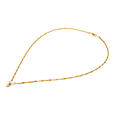 Collar De Cadena Oro Con Dos Perlas
