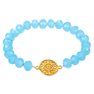 Pulsera Turquesa Con Dije Redondo Oro