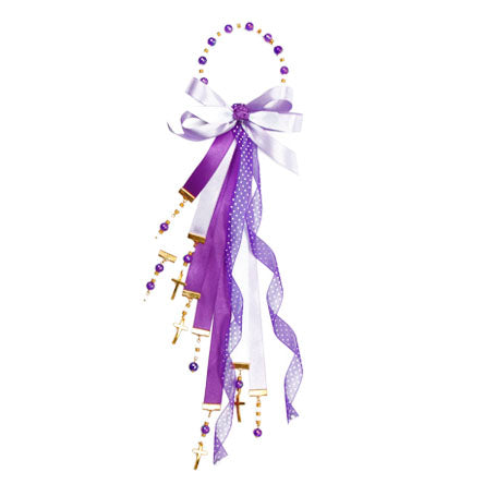 Bendición Morado-Blanco Con Cruces Oro
