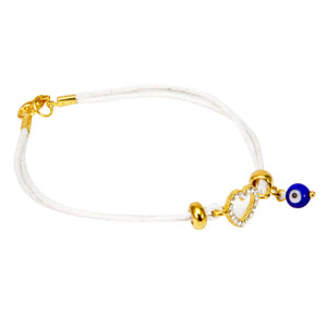 Pulsera De Cordón Con Dije Corazón Y Ojito