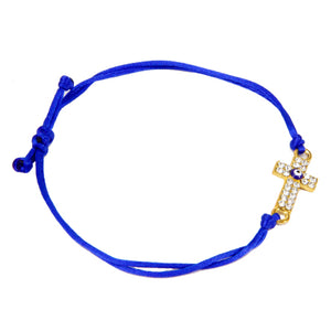 Pulsera De Cordón Con Cruz De Ojito Para Hombre