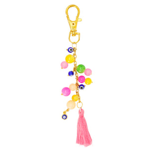 Colgante Para Llavero Multicolor Con Borla Y Ojitos