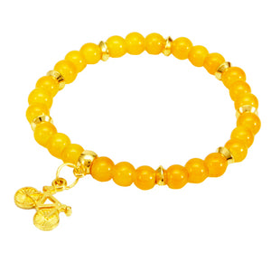 Pulsera Amarillo-Oro Con Dije De Bicicleta